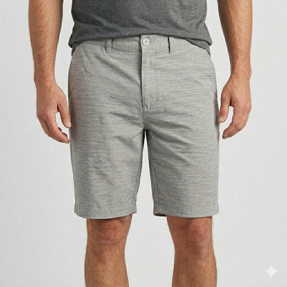 Ron Jon Surf Shop Hybrid Walkshorts Men's 38 Heathered Tan Beige Beach EUC‎